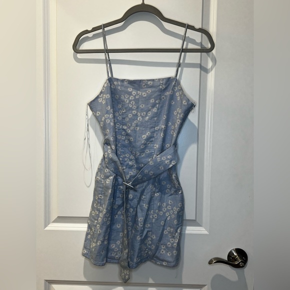 Zara Blue Floral Mini Dress Size Medium - Picture 3 of 11